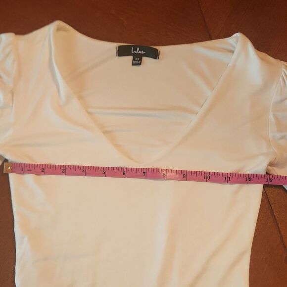 Lulus Bodycon Long Balloon Sleeve V-neck Thong Knit Bodysuit, XS, Ivory White - Picture 5 of 9